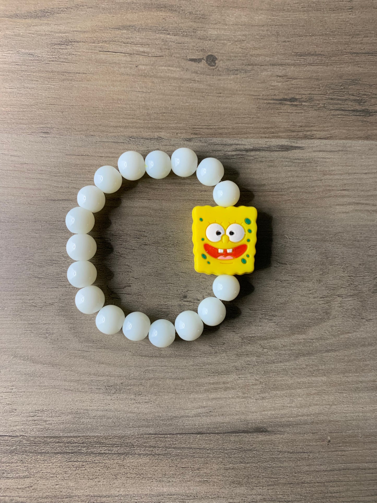 White Beaded Sponge Bracelet